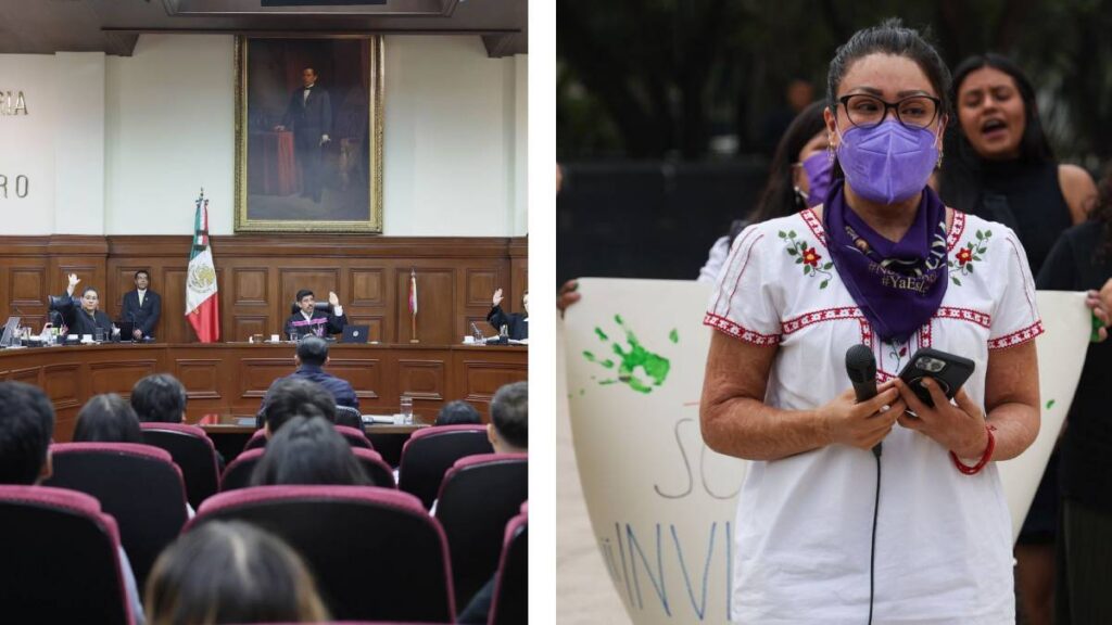 Ministros de la Suprema Corte de Justicia de la Nación y María Elena Ríos saxofonista atacada con ácido