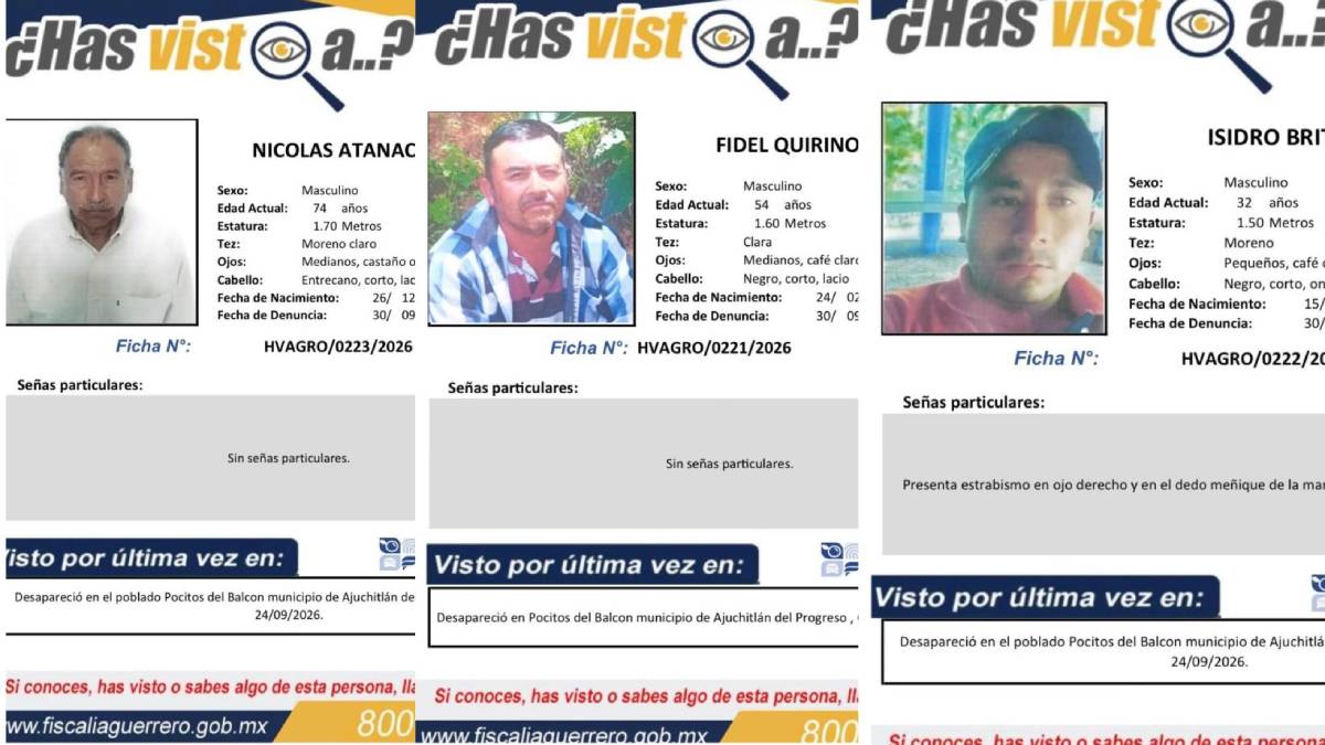 Activan fichas de búsqueda por los ocho desaparecidos en Ajuchitán del Progreso; alistan movilizaciones