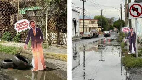 Ponen figuras de Samuel García en fugas de aguas negras en San Nicolás, Nuevo León