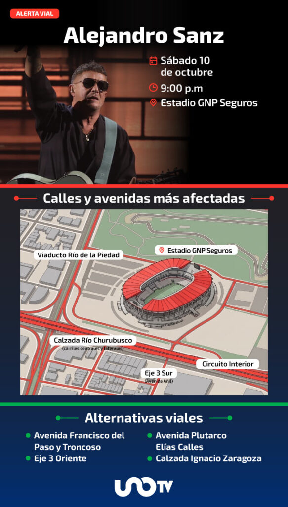 Información vial sobre concierto de Alejandro Sanz