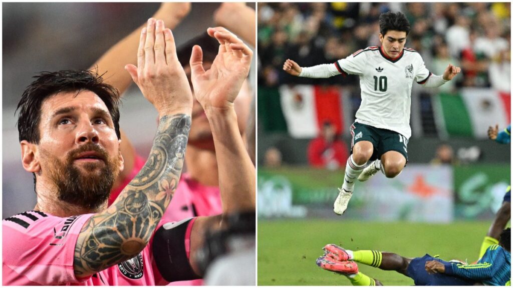 Lionel Messi y Gilberto Mora
