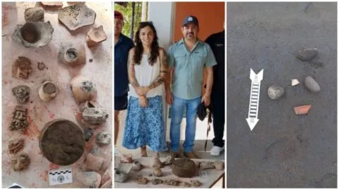 Sorpresivo hallazgo; mar de fondo deja al descubierto más de 90 piezas arqueológicas en Colima
