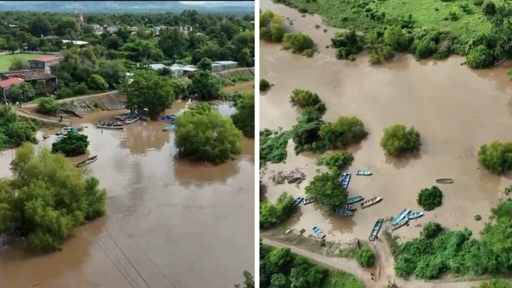 Río Ostuta incrementa su nivel en Oaxaca. Foto Rubén Rojas