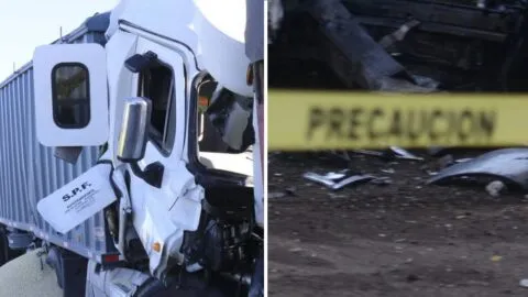 VIDEO: operador de ambulancia capta momento en que tráiler embiste vehículos en Chiapas