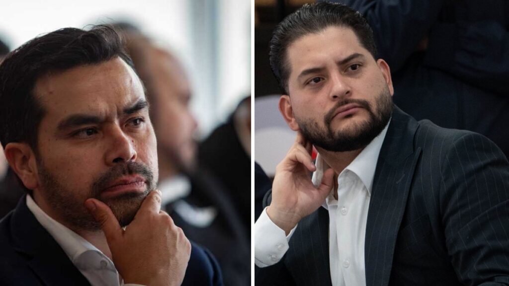 Mancilla agrede a Maynez a empujones en la Cámara de Diputados. Foto: Cuartoscuro