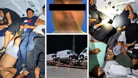 Detienen a operador de tráiler en Texas por transportar a 23 migrantes ocultos en camionetas