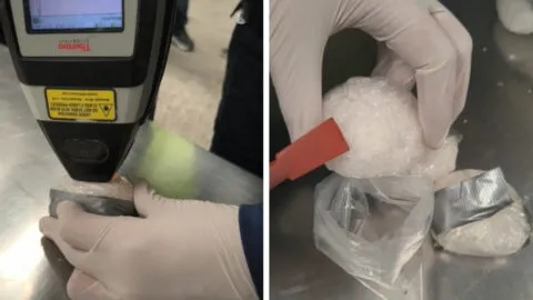 Hallan presunta metanfetamina oculta en accesorios para videojuegos en el AICM