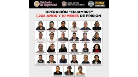 Operación Enjambre suma mil 208 años de prisión contra 27 personas en Edomex