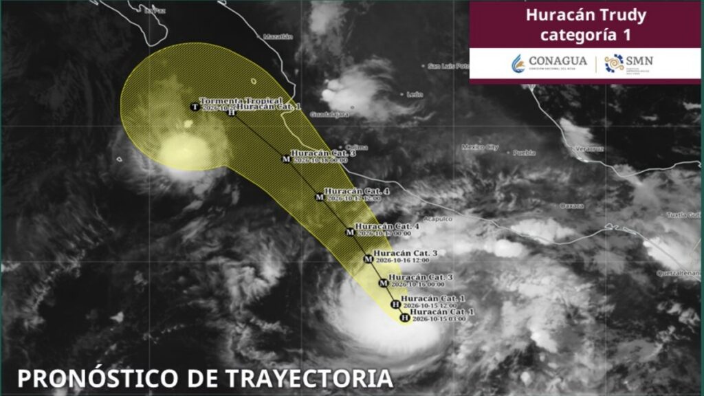 Trudy se intensificó y ya es huracán categoría 1 frente a las costas de Guerrero